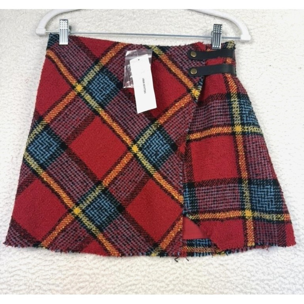 Urban Outfitters Skirt Womens Small Red Plaid Wrap Mini Blokette Academia Preppy